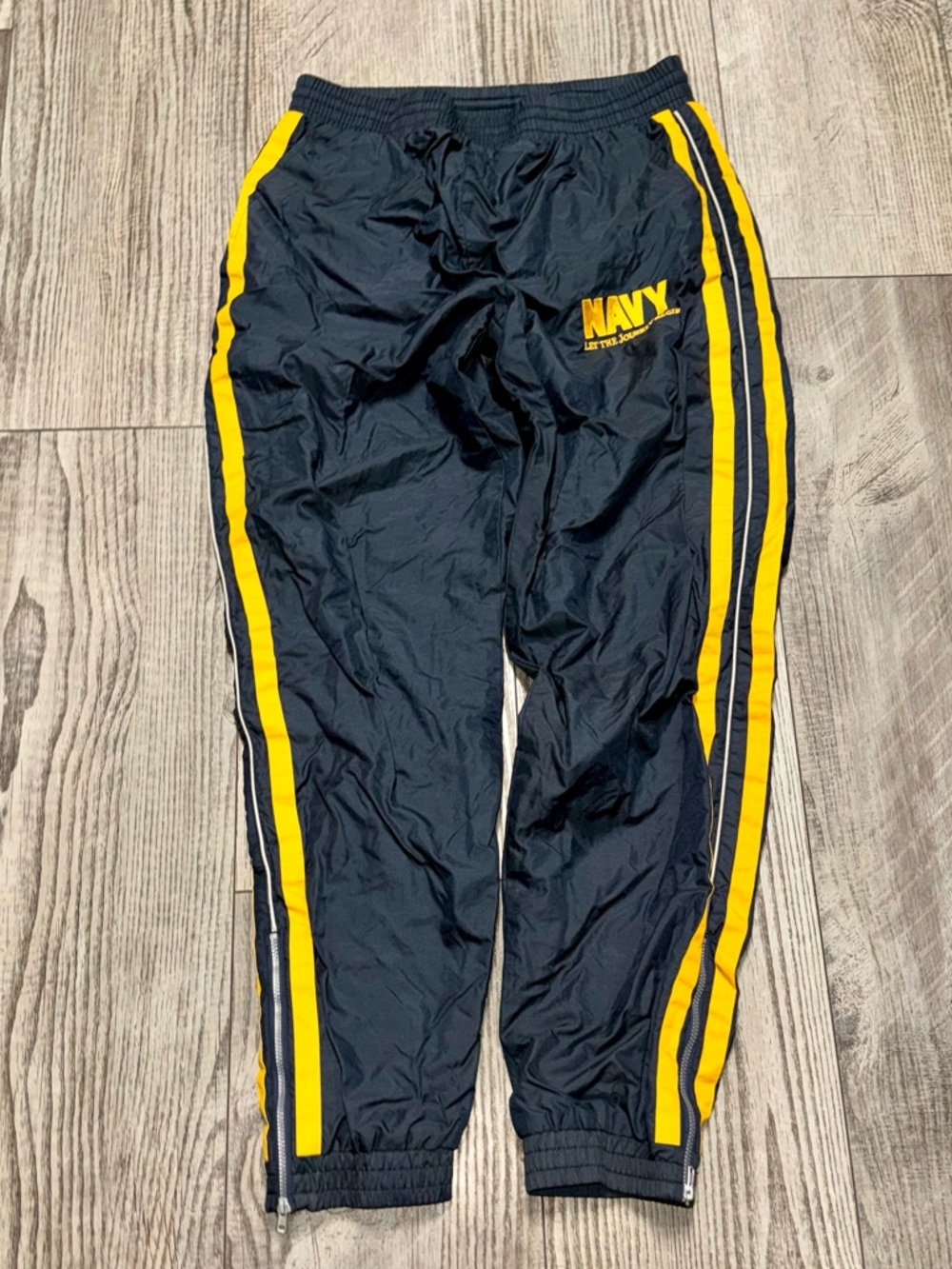 Vintage US. NAVY PHYSICAL TRAINING UNIFORM PANTS track suit lined military M - Picture 2 of 6